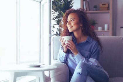 Woman drinking coffee